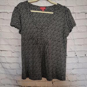 Elle, XL, Black/White Puff Sleeve Top